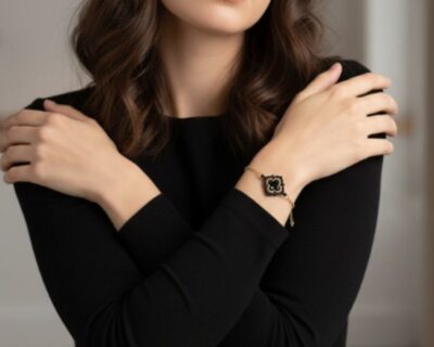 Elegantný luxusný zlatočierny náramok (316L pozlátený)