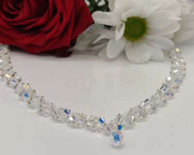 Ručne šitý náhrdelník zo Swarovski Crystal AB (316L)