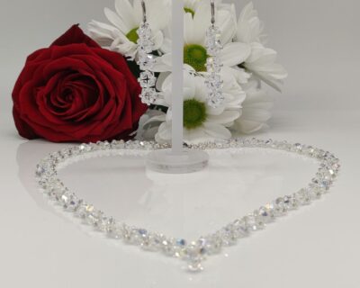 Ručne šitý náhrdelník zo Swarovski Crystal AB (316L)