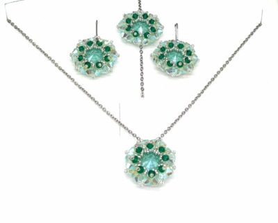 Šitý set zo SW Crystal Green Mint – Emerald – Chrysolite