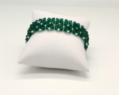 Ručne šitý kryštálový náramok Preciosa Crystal Emerald