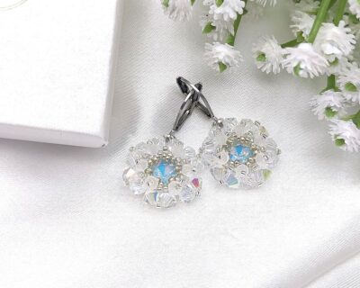 Šité luxusné svadobné náušnice z kryštálov menšie