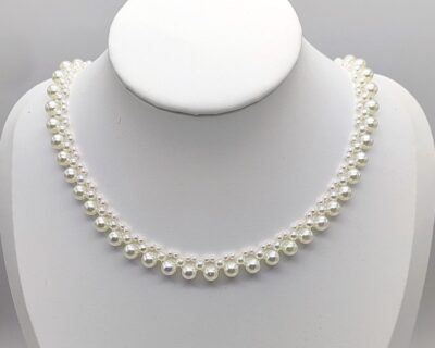 Šitý svadobný náhrdelník z perál v bielej farbe „Grace“